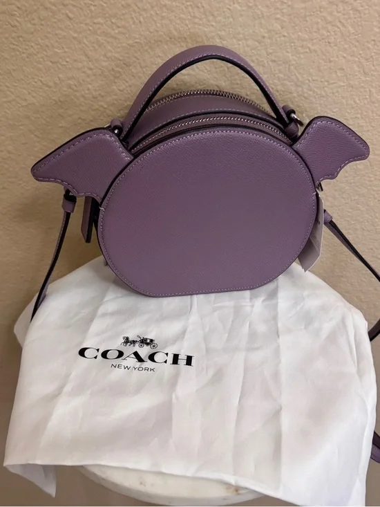 NWT Women COACH Canteen Cute Purple Halloween Bat Crossbody Bag Boo-tiful Cw469 - Picture 5 of 8